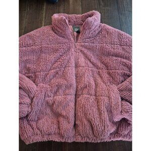 Wild Fable Pink Faux Fur Zip-Up Jacket Soft & Cozy size XS